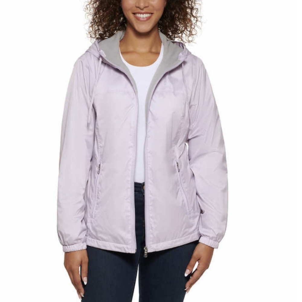 Calvin Klein Ladies' Fleece-lined Hooded Windbreaker - Purple XL NWT